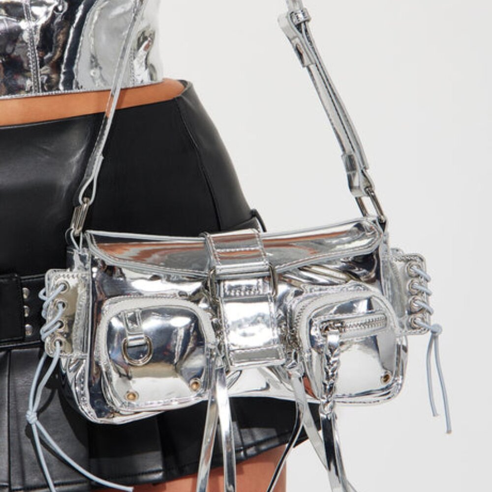 Shoulder Bag Purse Y2K Chrome Cargo